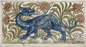 タイルの「ドラゴン」デザイン 作： William de Morgan